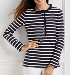 EUC Talbots Navy White Stripe Long Sleeve Heavy Top XL 🥰